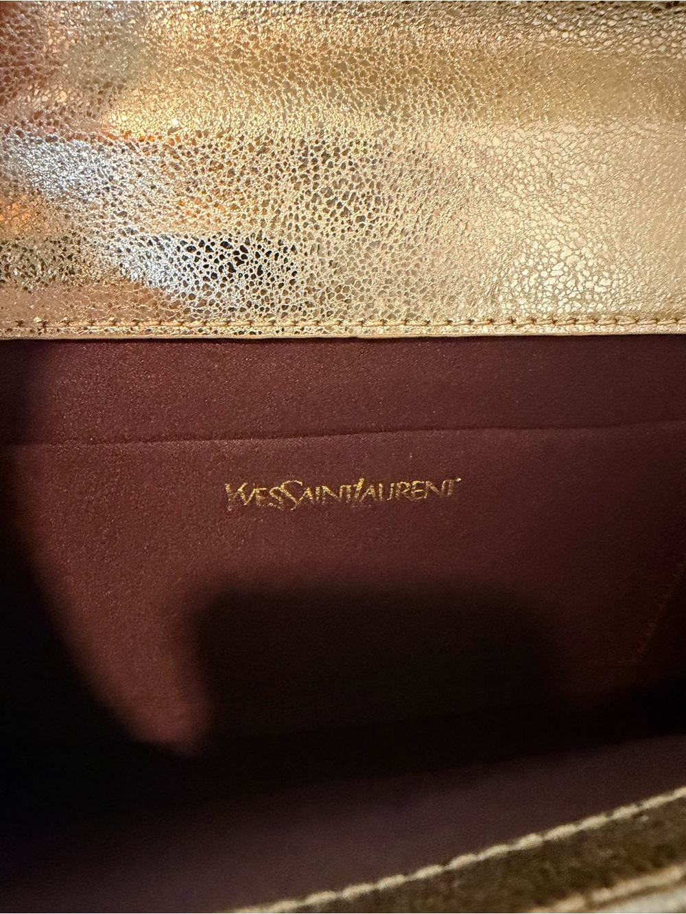 Saint Laurent Metallic Gold Leather YSL Foldover Clutch - Picture 4 of 6